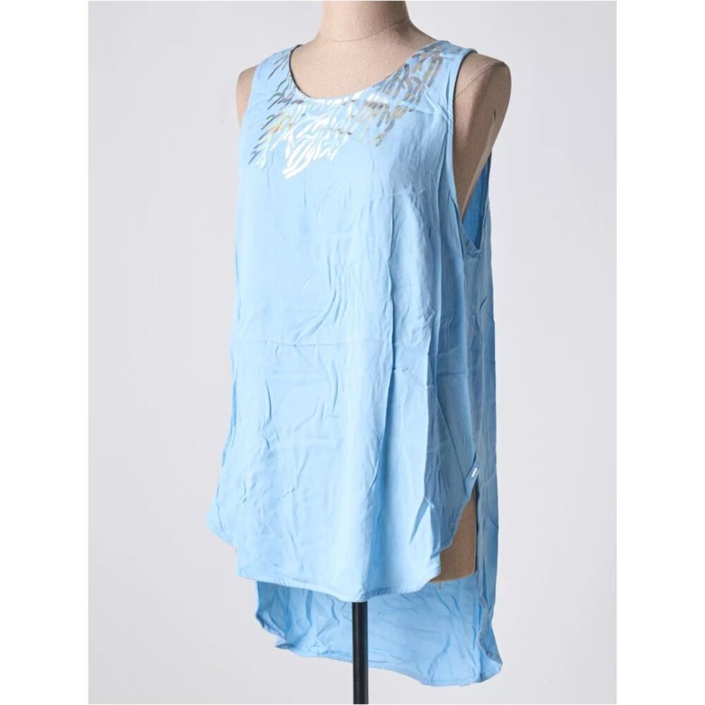 Cop. Copine Light Blue Sleeveless Tank tunic with silver design size small